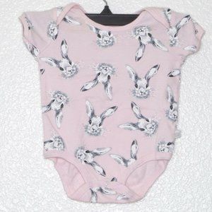 Rosie Pope Pink Onsie Baby 6-9 months Rabbit Bunny Print